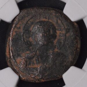 Byzantine Empire Anonymous Issue A.E Follis NGC Genuine Ancients Christ Bust Copper Bronze Coin!