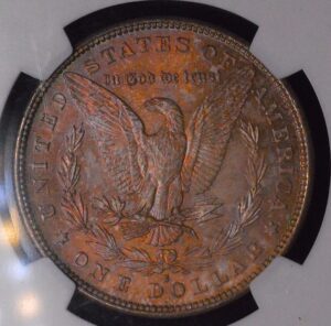 1879-S Morgan Dollar NGC MS65 MEGA REVERSE ORANGE TONER! GORGEOUS DMPL OBVERSE!