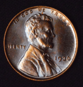 GORGEOUS 1936-P Lincoln Wheat Cent w/ BEAUTIFUL PURPLE TONING