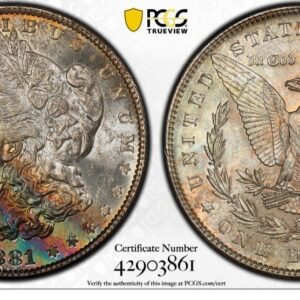 1881-S Monster Toned Morgan Silver Dollar MS64 CAC! Crescent Colors.