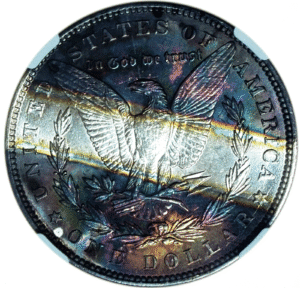 1887-P Morgan Silver Dollar MONSTER End Roll Tape Toner Reverse!