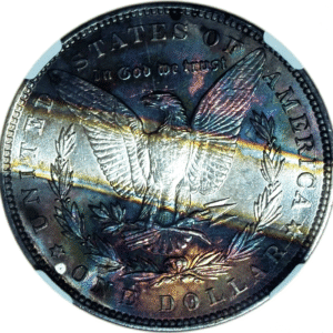 1887-P Morgan Silver Dollar MONSTER End Roll Tape Toner Reverse!