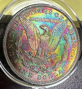 1884-O Silver Morgan Dollar Coin With Beautiful Vibrant Monster Toning
