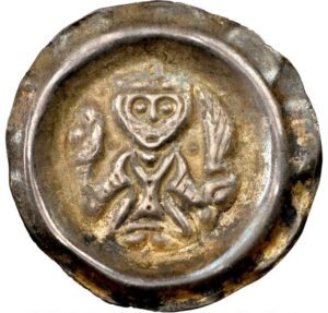 German States: Schongau. Elisabeth von Bayern Bracteate ND (1254-1258) NGC AU58 TOTALLY ORIGINAL! GERMAIC MEDIEVAL COIN!