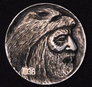 Wolf Man Hobo Nickel Hand Carved!