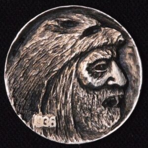 Wolf Man Hobo Nickel Hand Carved!