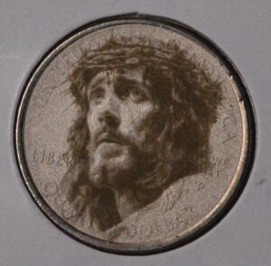 Jesus Christ Hobo Art on Washington Quarter