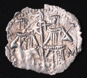 Medieval Silver Coin. IVAN ALEKSANDER. AR Grosh. Christ / Ivan & Michael
