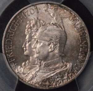 German States: 1901 Prussia. Wilhelm II "200 Years" 2 Mark Beautiful Flashy Luster w/ Toning PCGS MS65!