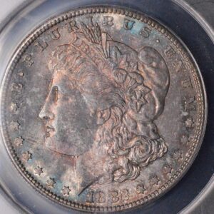 1882-S San Francisco Morgan Silver Dollar ANACS MS64 GORGEOUS BLUE AND ORANGE TONING!!