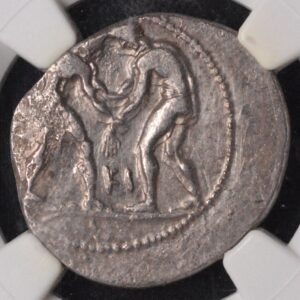 Pamphylia Aspendus c.380-325 B.C. AR Stater obv wrestlers NGC CH VF