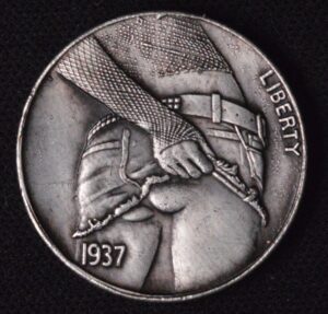 VERY COOL! Double Sided Hobo Nickel. Fresh @$$ and Skeleton Buffalo!