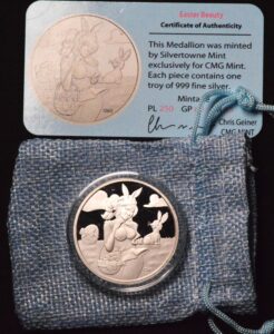 Easter Bunny Playmate -CMG Mint 1oz .999 Silver RARE #135/250 Minted w/ COA
