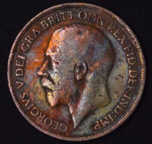 1918 Mega Toned Great Britain 1 Penny Copper Toned!