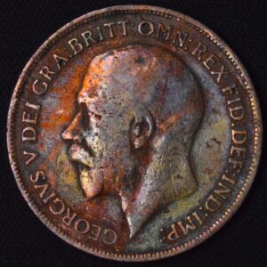 1918 Mega Toned Great Britain 1 Penny Copper Toned!