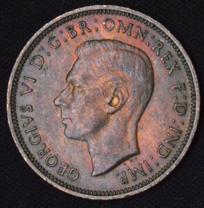 1942 British Copper Half Penny Gorgeous Reds BU!
