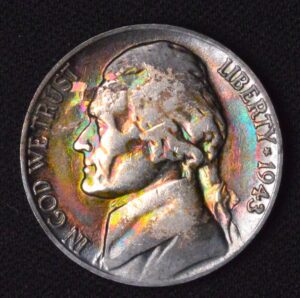 1943-S Silver Jefferson Nickel Rainbow Toned!