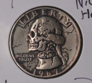 RIP Skull of George Washington Hand Made Hobo Quarter!