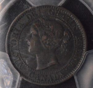 1859 Canadian Copper One Cent Beautiful Brown PCGS AU50!