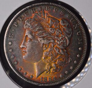 1884-P Morgan Silver Dollar MONSTER Orange Radiant Color!