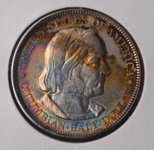 1892 Beautifully Toned Columbian Commemorative Half Dollar BRILLIANT TONING!