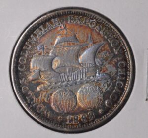 1893 Columbian Commemorative Silver Half Dollar Beautiful Toned!
