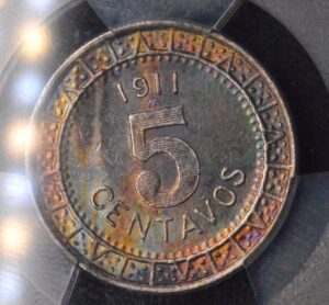 1911 Mexican Centavos PCGS AU58 MONSTER PASTEL TONED!!