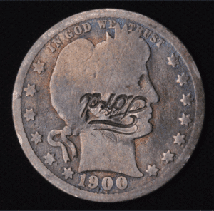 GORGEOUS 1900 Barber Silver Quarter with "FORD" Counter Stamp - EXTREMELY RARE!