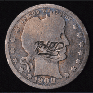 GORGEOUS 1900 Barber Silver Quarter with "FORD" Counter Stamp - EXTREMELY RARE!