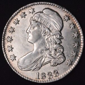 1833 Capped Bust Silver Half Dollar GORGEOUS ORIGINAL LUSTER AU/BU!