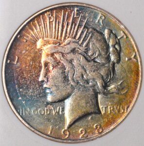 1923 Silver Peace Dollar BEAUTIFUL Rainbow Tones!
