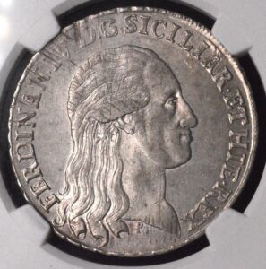 1796 ITALY NAPLES & SICILY 120 GRANA FERDINAND IV NGC AU58 SHINY LUSTER GORGEOUS!