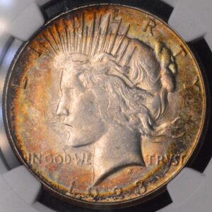 SEMI KEY DATE 1923-S Peace Dollar NGC AU58 RAINBOW RING TONING! RARE