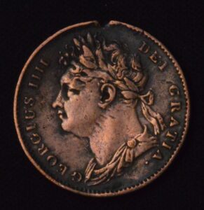1825 Great Britain Farthing Copper Coin