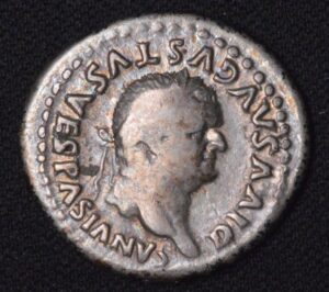 Roman Imperial 80-81 AD Divus Vespasian AR Denarius Capricorns Globe Titus