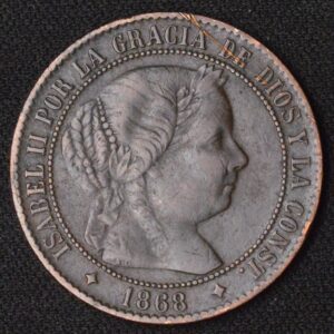 SPAIN. ISABEL II. 2 1/2 CENTIMOS 1868 Jubia.