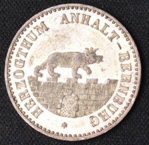 1861 ANHALT-BERNBURG 1/6 THALER 1861 A Antique Silver Gorgeous Proof Like!