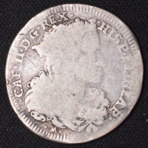 ITALY • NAPLES Silver Coin 1 TARI / 20 GRANA 1695 AG A • CARLO II G/VG