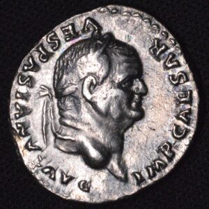 Vespasian (69-79 AD) Roman Silver Denarius, Pax Rev, 3.1 Grams, 19mm
